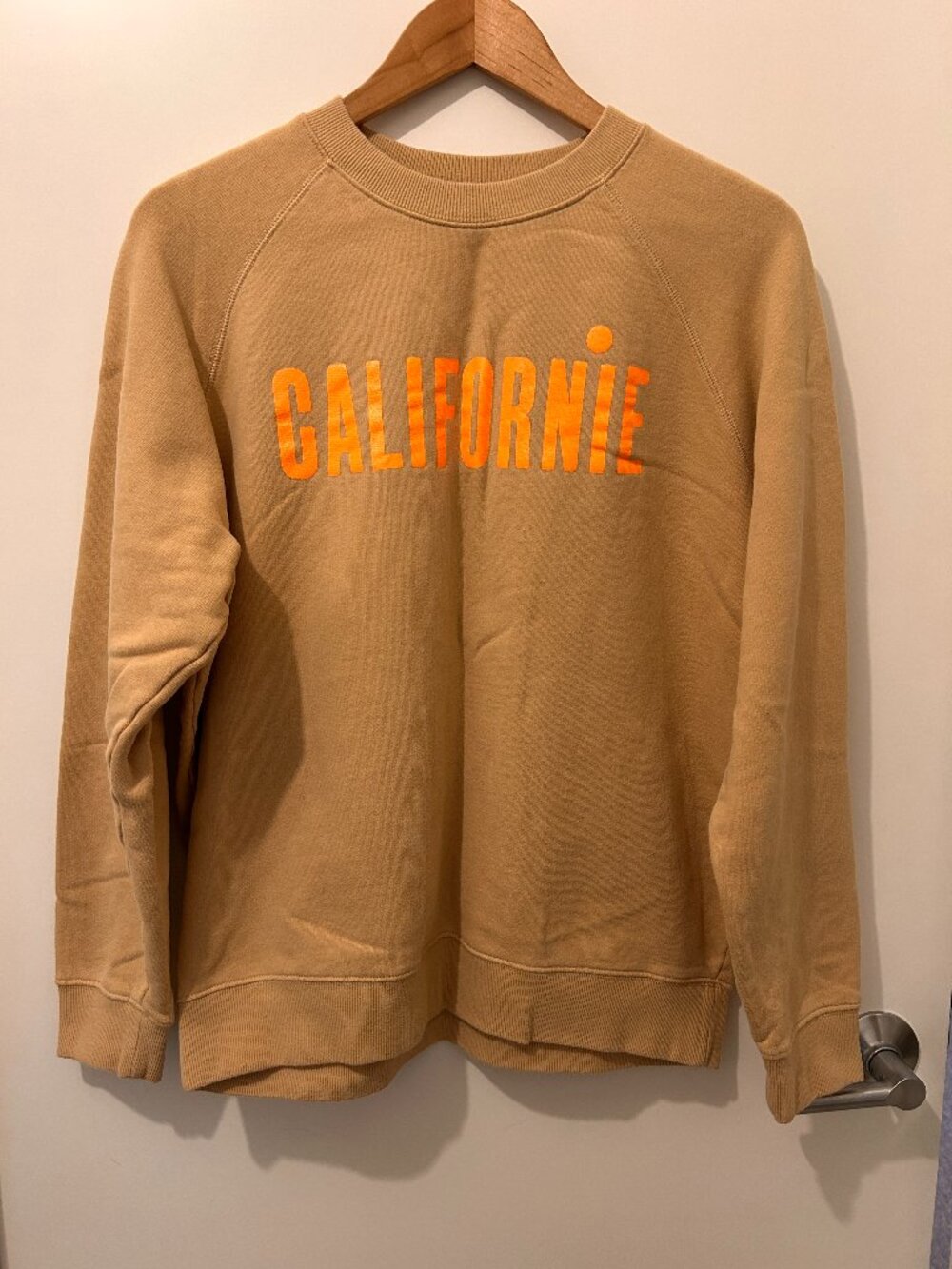 Clare V Californie Sweatshirt Camel Tan Orange Graphic Size L